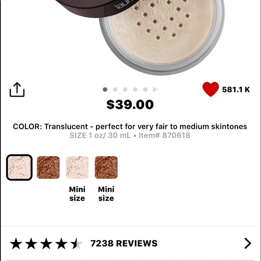 *LAST ONE Laura Mercier Translucent Setting Powder - Picture 7 of 8